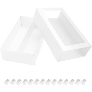 15 Macaron Boxes, Macaron Gift Box for 12 (Interior Measurement 7.34.2 1.9 Inches), Macaron Packaging Boxes with Clear Window White without Macarons inside