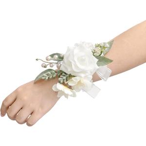 Wedding Wrist Corsage Artificial Flowers, Girl/Mother Homecoming Prom Corsages Wristlet Décor, etc. Snow White