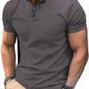 Men's Short Sleeve Henley Shirt - Premium Fitted for Men - Comfortable Casual Daily Wear (Gray, M)