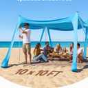 VEVOR Beach Tent Sun Shelter, UPF50+ Sun Protection, 6.6 ft Tall, 10 x 10 ft, Easy Pop Up Beach Canopy with Sandbags, Stability Poles, Sand Shovels, Portable Shade for Family, Camping, Fishing, Blue