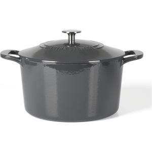 Martha Stewart Gatwick 7 QT Enamel Cast Iron Dutch Oven  Gray, Durable Heavy-Duty Dutch Oven for Slow Cooking, Braising, and Baking
