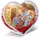Custom Snow Globe 4 x 6 Inch Inch Rectangle Acrylic Liquid Valentine's Day Glitter Picture Frame Photo Gifts for Family Friends Couples (Red)
