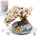 HIGH GODO Cherry Blossom Tree Plant Sets, Mini Botanical Collection & Flower Bouquet Building Kit Gift for Adults Teens 8+ Kids; Room Or Home Decor (426 Pieces) - No Compatible Classic Bricks