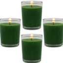 4 Packs Unscented Green Votive Candles in Glass, 2 Inch Natural Soy Wax Scentless Candles for St. Patrick's Day Wedding Party Home Holidays Relaxation Spa, 12-15 Hour Burning Time