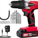 AVID POWER 20V Cordless Drill Set for Home DIY & Beginner Projects - Lightweight Power Drill with Battery Charger & 22 Bits, Variable Speed, 3/8" Keyless Chuck, Ideal for Furniture Assembly (Red) 