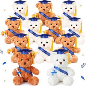 Hungdao 12 Pcs Graduation Plush Bear Bulk 10 Inch Stuffed Animal Bear with Hat Tassel Diploma Class of 2026 Graduation Gift for Kids Friend Preschool Relatives College Party Favors Accessory (Blue)