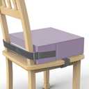 Toddler Booster Seat for Dining Table, PU Washable Double Safe Straps Non-Slip Bottom Booster Seat Cushion, Strong Support Portable Travel Booster Seat for Chair (Purple), 13*14 inch