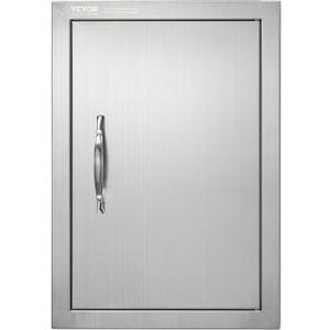 VEVOR Outdoor BBQ Kitchen Door - 14W x 20H Inch Stainless Steel Flush Mount Vertical Wall Door with Handle for Island, Grilling Station