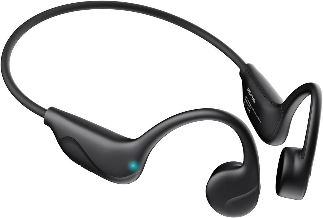 Bone Conduction Headphones, Bluetooth V6.0 Bone Conduction Earbuds with Mic, Open Ear Headphones 12Hrs Playtime, Wireless IPX5 Waterproof Sport Headphone for Running, Walking, Cycling, Gym（black）