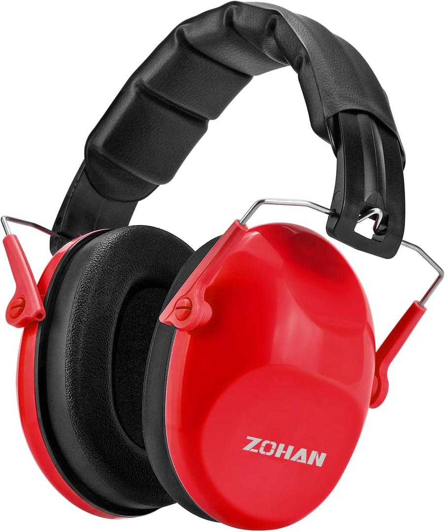 ZOHAN 032 Kids Noise Cancelling Headphones - 25dB NRR Kids Ear Protection, Hearing Protection Safety Ear Muffs for School Monster Truck Fireworks Traveling Studying Concerts Autism - Red