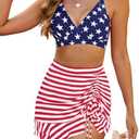 Blooming Jelly Women's High Waisted Bikini Sets Tummy Control Swim Skirt Two Piece Swim Suit 2025 Retro Swimsuit (American Flag, Small)