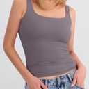 ANRABESS Tank Top for Women Summer 2026 Double Lined Sleeveless Square Neck Basic Tight Workout Tees Shirts