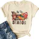 JINTING Tis The Season Shirt Women Fall T-Shirt Pumpkin Graphic Tee Football Tshirts Game Day Short Sleeve Top (XXL)