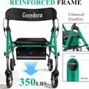 Cosydora Rollator Walkers for Seniors with Seat, 13.6 Lbs Ultra Lightweight Foldable Rolling Walker, 350Lbs Heavy Duty Aluminum, 8" All Terrain Wheels, Dual Adjustable Height, Shimmer Green
