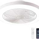 Orison Ceiling Fans with Lights, Low Profile Ceiling Fan with Lights and Remote, 6 Wind Speeds Smart Flush Mount Ceiling Fan for Bedroom, Kids Room and Living Room 19.7" (White)