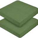 FUNHOME Indoor/Outdoor Chair Cushions Set of 2, 18 x 18 x 2.5 Inch Square Corner Outdoor Cushions for Patio Furniture,2 Packs Patio Chair Cushions with Ties-Moss Green