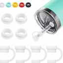 Straw Cover for YETI Cup, 4 Sets Silicone Spill Stopper Compatible with YETI Tumbler, Leak Proof Kit of Mug Accessories Including 4 Straw Cover, 4 Leak Proof Stopper (White 4PCS)