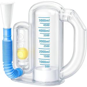 Incentive Spirometer-Incentive Spirometer Adult Breathing Exercise Device for Lungs, Deep Breathing Trainer for Children and Adults, 5000ml Capacity Measurement with Flow Indicator-7×7×3.1 in