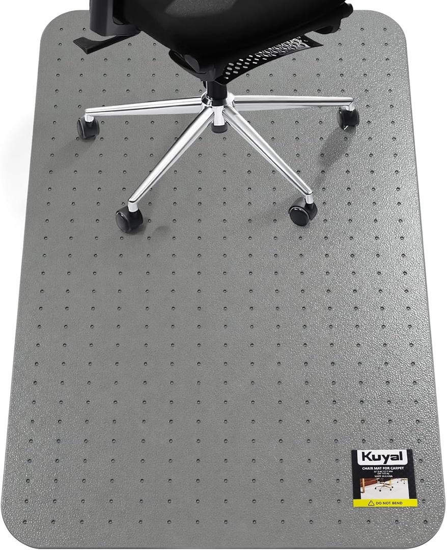 Kuyal Office Chair Mat for Carpet, Gray Heavy Duty Computer Chair Mat, 32" X 48"