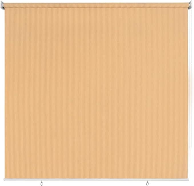 CICADA SPEECH Outdoor Roller Shade Roll Up Shade Cloth Patio Blinds for Deck Porch Balcony Backyard (7.5' W X 6' L), Wheat