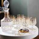 Bourbon Whiskey Decanter，Golden Design Czech Crystal Decanter and 6 Glasses | Hand painted Gold Liquor Decanter Glasses Set，Made of Czech crystal glass，Sparkling glass Decanter，present for friends