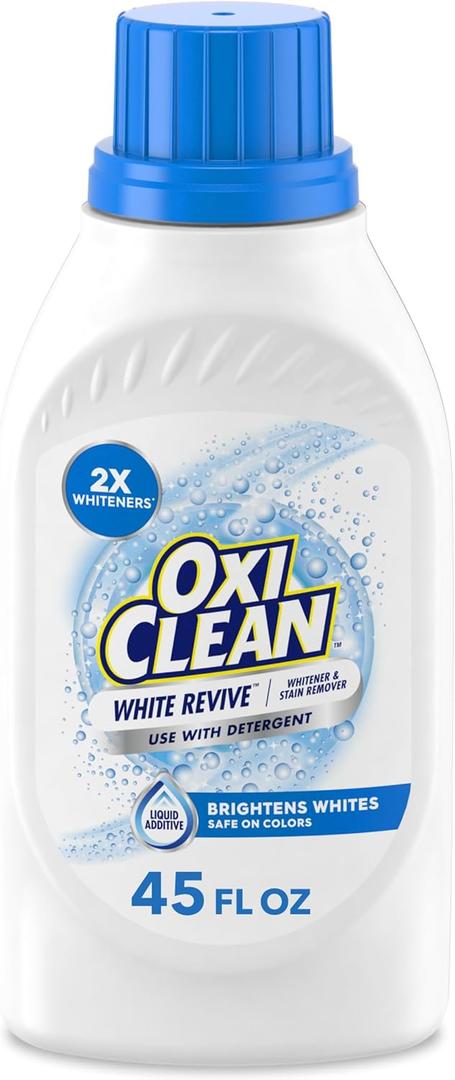 OxiClean White Revive Whitener & Stain Remover Liquid Additive, WaterActivated Oxygen Bleach for Laundry, 45 fl oz