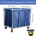 Commercial Laundry Cart with Wheels, 470L Large Capacity Heavy Duty Stainless Laundry Basket,Laundry Sorter for Clothes Storage,400 lbs Load (Blue), 35.4"L x 25.6"W x 31.5"H
