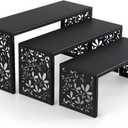 AIM & GGKK 3-Tier Black Perfume Organizer Stand | Rustproof Metal Cologne Display Rack for Cluttered Vanity & Bathroom | Space-Saving Vertical Fragrance Holder & Elegant Cupcake Tower for Party Decor