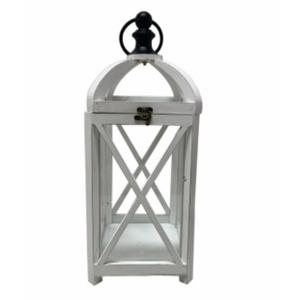 HD Designs  Metal & Wood Lantern - White - 17 in