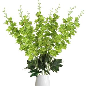 8PCS Long Stem Green Delphinium Artificial Flowers 33.5'' Fake Larkspur Flowers Faux Flower Stems for Tall Vase Home Wedding Garden Table Decor(Green)