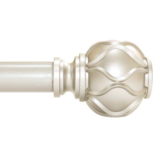 Champagne Gold Curtain Rod for Windows 48 to 84 Inches(4-7ft), 1" Diameter Heavy-Duty Adjustable Decorative Curtain Rod with Striped Twisted Finials - for Living Room Bedroom (Modern Home Decor)