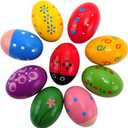 Easter Wooden Egg Shakers Maracas for Party Favors, Classroom Prize Supplies and Percussion Musical Instrument(9 PCS)