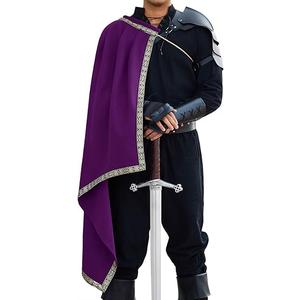  Runcati Mens Renaissance Shawl Half Shoulder Cape Medieval Samurai Cloak LARP Warrior Ren Faire Halloween Costume, Large