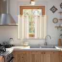 BGment 36 Inch Short Curtains for Small Window, Light Filtering Linen Burlap Textured Window Treatments Grommet Sheer Drapes for Kitchen Cafe, 2 Panels, Beige, 42 X 36 Inch