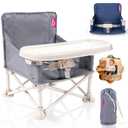 Portable Baby Chair, Baby Beach Chair with 2-Pack Interchangeable Seat Covers, Portable Booster Seat with Tray & Travel Bag, Compact Foldable, Easy-Swap Colors, Perfect for Travel