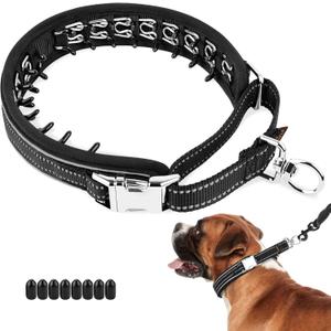 Mayerzon Martingale No Pull Collar for Medium Large Dogs, Walking Training Collar for Dogs German Shepherd Boxer Rottweiler That Pull, Reflective, with 360 Swivel Ring and Release Buckle(L, Black) (Large,2.5mm,17.25"-18.5"Neck)