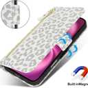 for iPhone 16 Plus Wallet Case for Women,Zipper Pocket,PU Leather Phone Case Stand flip Cover Crossbody Lanyard Strap Zipper Credit Card Holder Slots for Apple 16 Plus,White Leopard