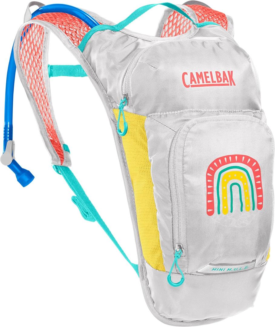 CamelBak Mini M.U.L.E. Kids Hydration Backpack 50oz (Grey/Rainbow)