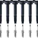 Ignition Coil Pack & Spark Plug Kit for Toyota Lexus V6 3.5L 4.0L - Fit RAV4 Camry Highlander 4Runner Avalon Sienna Venza FJ Cruiser Tundra RX350 ES350 RX450h, Replaces UF487 & 6619