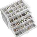 5 Drawers Clear Jewelry Box for Women and Girls, Acrylic Earring Holder Organizer Ring Holder Display Storage, Gray