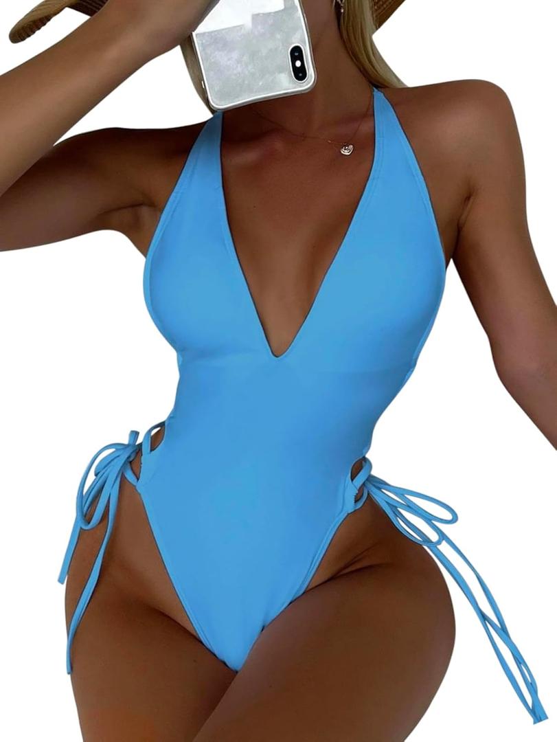 SKAYS One Piece Swimsuit Women,Bathing Suit for Women,One Piece Swimsuit Women Tummy Control,Womens One Piece Swimsuits (Large, Blue)