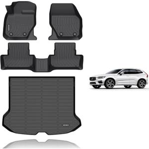 KELCSEECS Floor Mats & Cargo Liner Custom for 2010-2017 Volvo XC60 All Weather Protection TPE Floor Liners Front& Rear Row Full Set Volvo XC60 Accessories Black