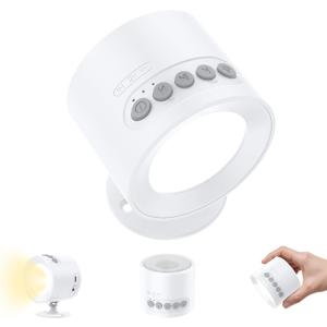 Wall Mounted Light White Noise Sound Machine for Noise Canceling- 30 Soothing Sounds, Motion Sensor & Timers, Sleep Baby Soother, Night Light, 2200mAh Rechargeable Wall Sconce Lamp for Bedroom Nursery (7.75*7.75*10cm)