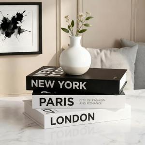 3 Pieces Decorative Books, Faux Books with Hidden Storage, Aesthetic Decor for Bookshelf Coffee Table, Decorative Book Boxes, Hollow Fake Book for Living Room