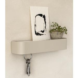 Kazai. Key Holder for Wall 'Tone' | Minimalist Key Hooks Design from Berlin | Modern Key Hanger with Metal Shelf | Key Hook Wall Mounted as Hallway Furniture | Taupe