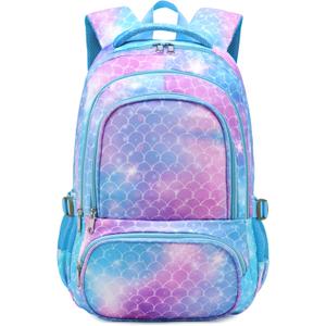 BLUEFAIRY Kids Backpacks for Boys Girls Elementary Primary Middle School Bookbags Back to School Bags for Childs Age 6-8 Mochilas Escolares para Nios Nias 17 Inch Mermaid Sky Blue