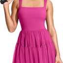 Soothfeel Tennis Dresses for Women Athletic Dress with Built in Shorts & Bra Flowy Golf Workout Dresses with Pockets Summer (X-Small, Rose Red)