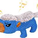 IOKHEIRA Dog Plush Toys for Aggressive Chewers, Indestructible Dog Squeaky Toys with Crinkle Paper, Durable Teething Chew Toys for Medium and Large Breed (Blue)