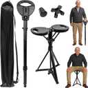 ALEVMOOM Upgraded Walking Cane with Seat, Capacity 440lbs Foldable Cane Chair for Adults, Portable Seats for Seniors, Easy Carry Stick for Hiking Traveling Camping (Black)
