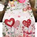 Valentines Table Runners Roses Flower Table Runner for Dining Table Red Pink Heart Valentine's Day Runners for Table Holiday Anniversary Wedding Kitchen Dining Table Decorations, 13x70 inch